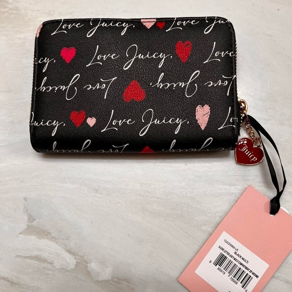 Juicy Couture Black Wallet with Red and Pink Hearts - Picture 4 of 9